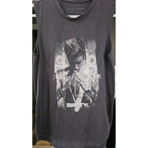 Justin Bieber Purpose Tour Graphic  Tank Top Charcoal Gray Sleeveless Shirt S